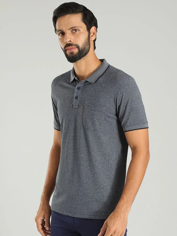 Indian Terrain Men's Half Sleeve Regular Fit Navy Polo T-Shirt